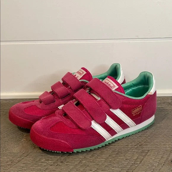 Adidas Dragon OG CF C Girls Sneakers Pink/White/Green Size 2 - Picture 1 of 10